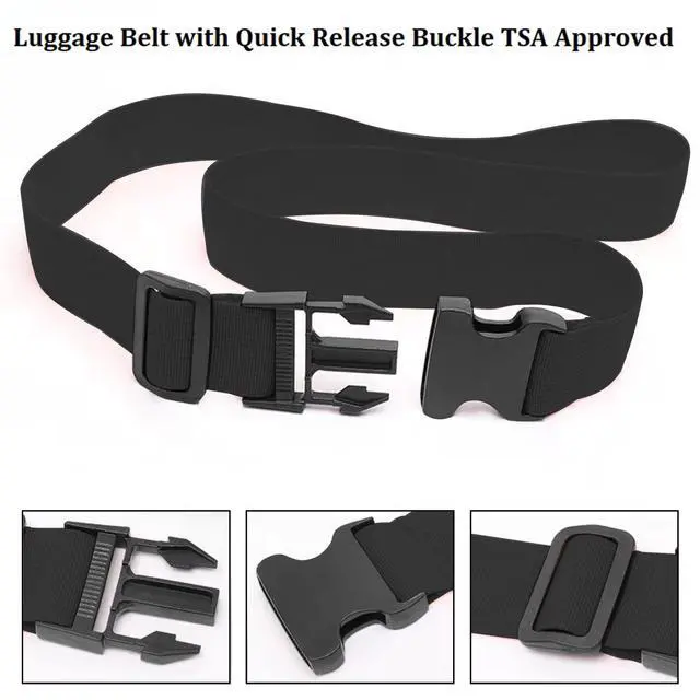 Alt view image 3 of 6 - 2 Pack Suitcase Straps, Bright Color Adjustable Luggage Belts, TSA Approved (Black)