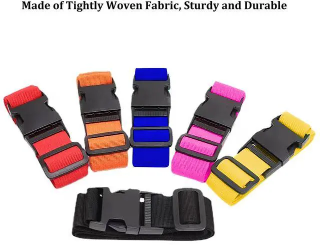 Alt view image 4 of 6 - 2 Pack Suitcase Straps, Bright Color Adjustable Luggage Belts, TSA Approved (Black)