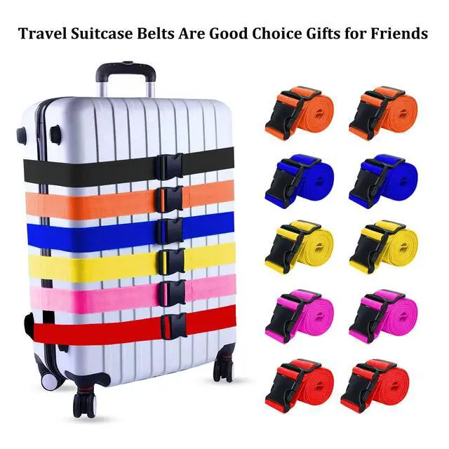 Alt view image 5 of 6 - 2 Pack Suitcase Straps, Bright Color Adjustable Luggage Belts, TSA Approved (Black)