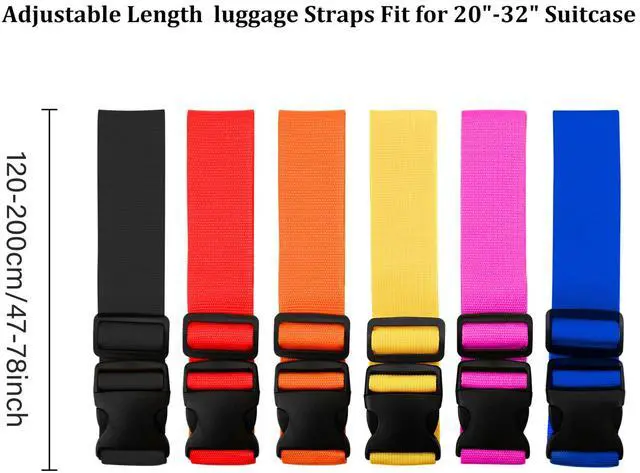 Alt view image 2 of 6 - 2 Pack Suitcase Straps, Bright Color Adjustable Luggage Belts, TSA Approved (Black)