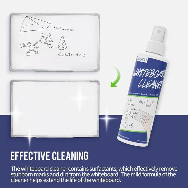 Alt view image 3 of 6 - Non-Toxic Whiteboard Cleaner, 3.4 fl oz Dry Erase Board Cleaner, Low-Odor White board Cleaning Spray, Removes Stubborn Marks from Whiteboards