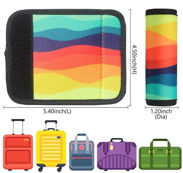 Alt view image 2 of 7 - 5 Pack Neoprene Luggage Handle Wraps for Suitcase Travel Luggage Tags/Identifiers/Marker/Grips Travel Accessories for Airplane(Multi-Color)