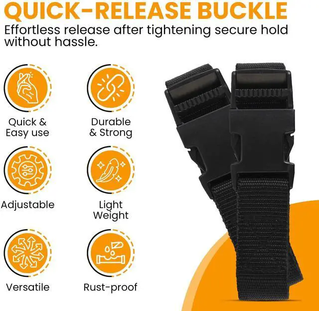 Alt view image 2 of 7 - Utility Strap with Quick-Release Buckle, Black, 72-Inch, 6-Pack