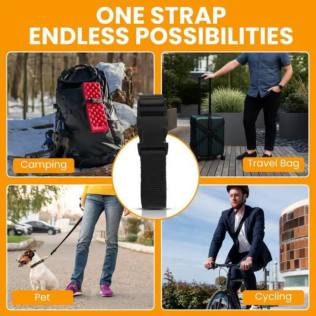 Alt view image 4 of 7 - Utility Strap with Quick-Release Buckle, Black, 72-Inch, 6-Pack
