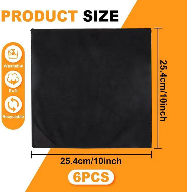 Alt view image 2 of 6 - 6 Pack Magnetic Cleaning Cloth Dry Erase Eraser for White Boards Whiteboard Cleaning Cloth for Dry Erase Board Reusable for Classroom Home Office (Black,10x10 Inch