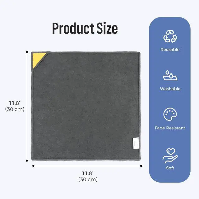 Alt view image 6 of 7 - 2 Pack Magnetic Whiteboard Cleaning Cloth, Dry Erase Cleaning Cloth for Classroom, Home and Office Use, Reusable & Washable, Gray, 12" x 12", 1 Bottle of 3.4 fl oz Whiteboard Cleaner Included