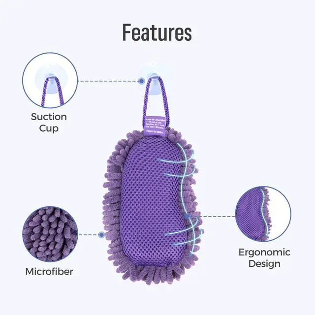 Alt view image 4 of 7 - Shag Dry Erase Eraser (3.4 Fl Oz Whiteboard Cleaner Included), Whiteboard Eraser with Suction Cup, Microfiber, Washable, for Classroom, Home and Office Use, Purple