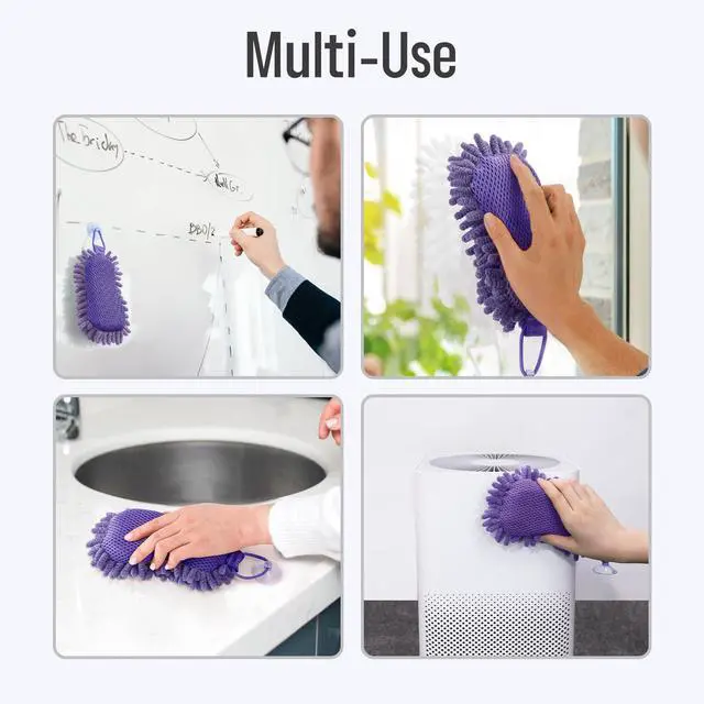 Alt view image 7 of 7 - Shag Dry Erase Eraser (3.4 Fl Oz Whiteboard Cleaner Included), Whiteboard Eraser with Suction Cup, Microfiber, Washable, for Classroom, Home and Office Use, Purple