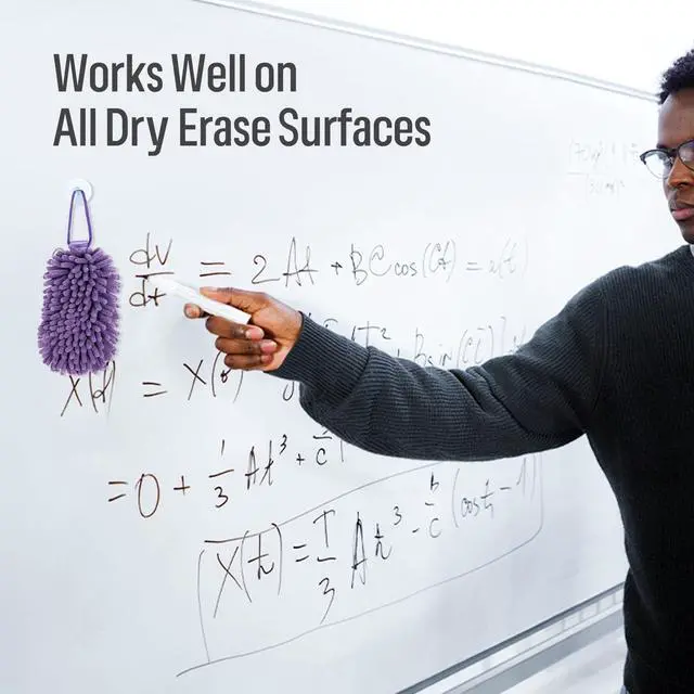 Alt view image 6 of 7 - Shag Dry Erase Eraser (3.4 Fl Oz Whiteboard Cleaner Included), Whiteboard Eraser with Suction Cup, Microfiber, Washable, for Classroom, Home and Office Use, Purple