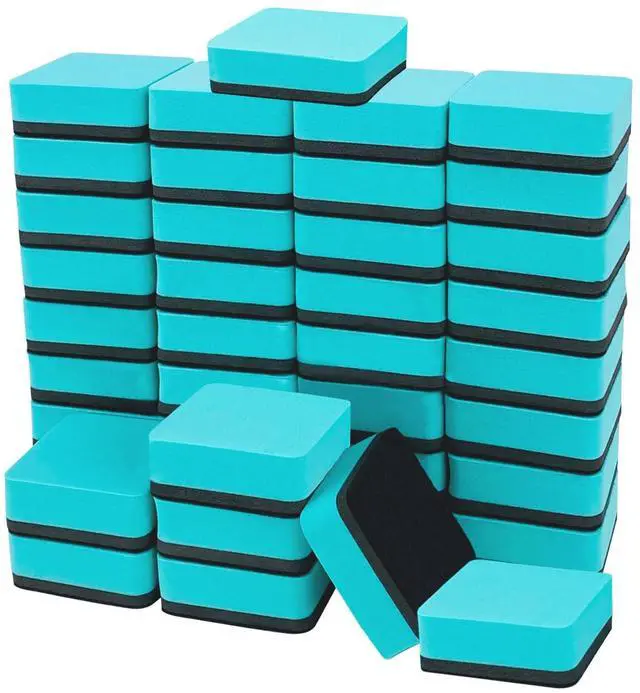 Main image of 40 Pack Dry Erase Erasers, Mini Magnetic Whiteboard Eraser, Square Dry Erase Board Eraser, White Board Eraser Cleaner for Office Classroom Home, 2 x 2 Inches, Green
