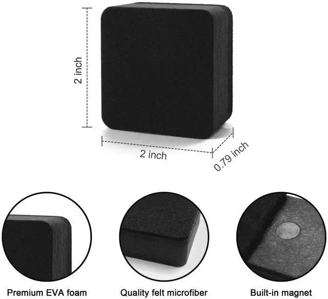 Alt view image 2 of 6 - Dry Erase Erasers, 24 Pack Magnetic Whiteboard Dry Eraser Chalkboard Cleansers for Classroom, Home and Office (Black 2 x 2 Inch