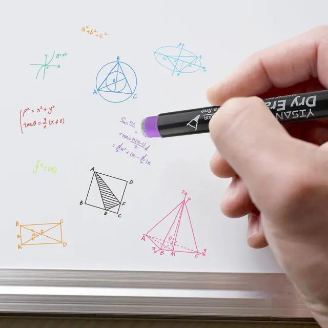 Alt view image 3 of 6 - Dry Erase Markers Ultra Fine Tip,0.7mm Extra Fine Point, Magnetic Whiteboard Markers with Eraser,Assorted Colors,Low Odor,12 Count,70566