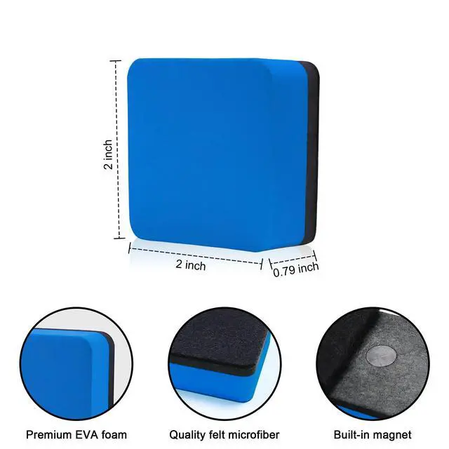 Alt view image 2 of 6 - Mini Dry Erase Erasers, 48 Pack Magnetic Whiteboard Dry Erasers Chalkboard Cleaner Wiper for Kids and Classroom Teacher Supplies, Home and Office (2 x 2 Inch) Blue