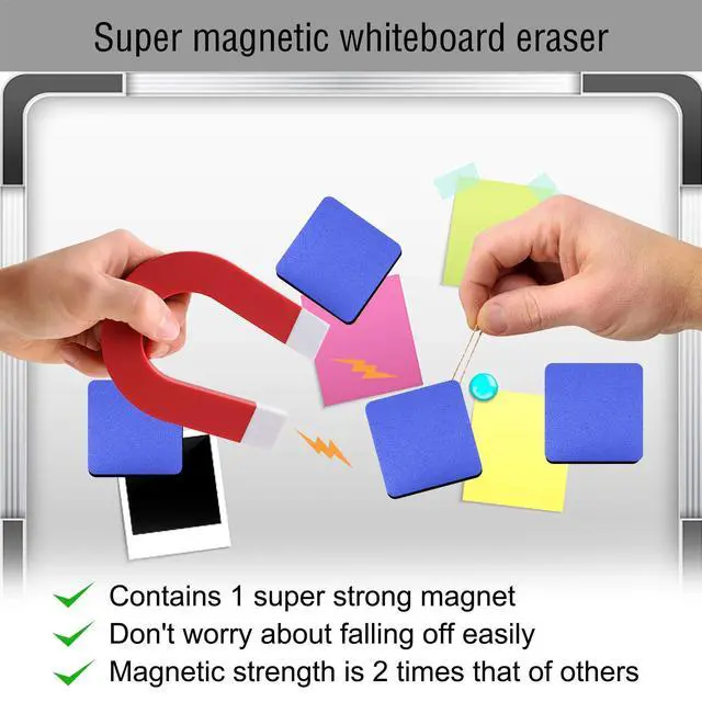 Alt view image 5 of 6 - Mini Dry Erase Erasers, 48 Pack Magnetic Whiteboard Dry Erasers Chalkboard Cleaner Wiper for Kids and Classroom Teacher Supplies, Home and Office (2 x 2 Inch) Blue