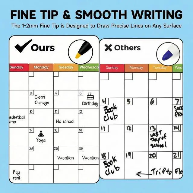 Alt view image 6 of 7 - Magnetic Dry Erase Markers Fine Tip - 12 Colors Whiteboard Markers with Eraser Cap, Low Odor Thin Dry Erase Markers for Office Professional Use, Work On White board & Calendar