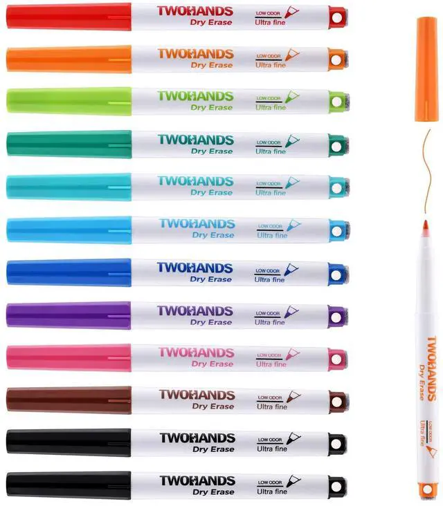 Main image of Magnetic Dry Erase Markers Ultra Fine Tip,0.7mm,Extra Fine Point Thin Whiteboard Markers with Eraser for Office,Home or Planning, Fine Point Low Odor,11 Assorted Colors,12 Count,20659