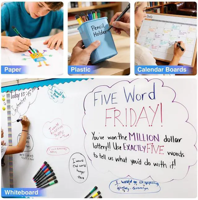 Alt view image 4 of 7 - Magnetic Dry Erase Markers Fine: 12 Colors Erasable Whiteboard Markers Fine Point with Eraser Cap, Low Odor White Board Dry Erase Pens Fine Tip for Kids & Teachers, Home, Office and School Supplies