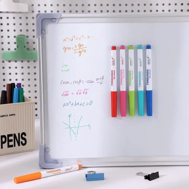 Alt view image 4 of 6 - Magnetic Dry Erase Markers Ultra Fine Tip,0.7mm,Extra Fine Point Thin Whiteboard Markers with Eraser for Office,Home or Planning, Fine Point Low Odor,11 Assorted Colors,12 Count,20659
