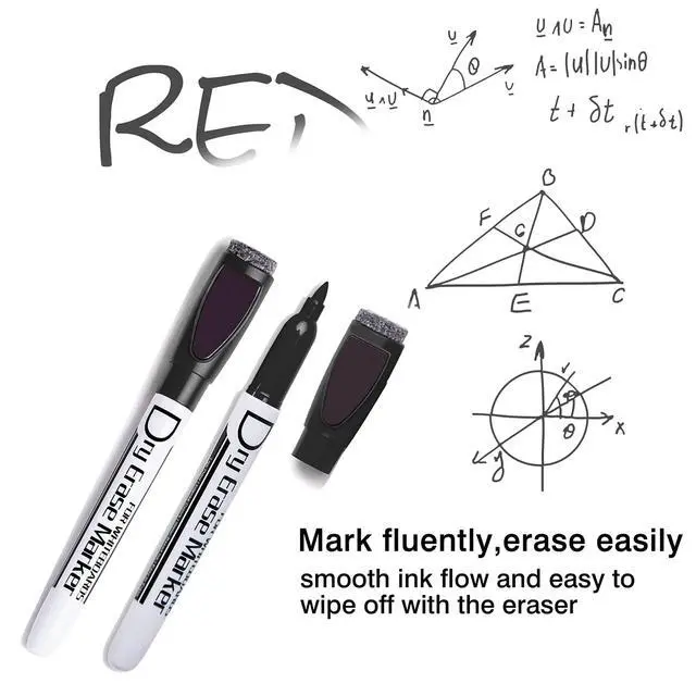 Alt view image 2 of 3 - Magnetic Dry Erase Markers With Eraser Cap Low Odor Fine Tip Whiteboard Pens Markers for Kids Thin Box of 12, Blue