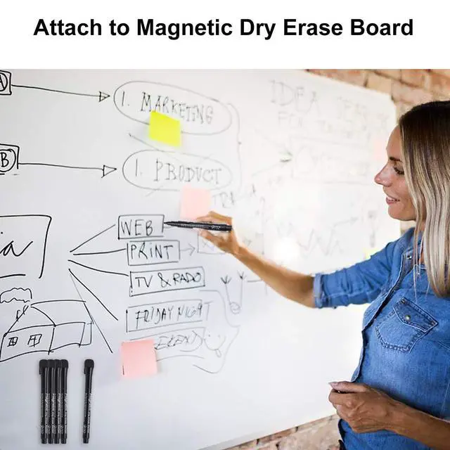 Alt view image 6 of 7 - Magnetic Dry Erase Markers - Fine Tip, Black Color, 12 Pack, Low Odor Whiteboard Markers for Kids & School, Work On White board & Calendar, Refrigerator