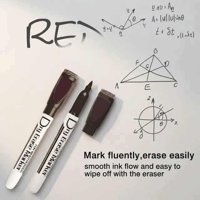 Alt view image 6 of 7 - Magnetic Dry Erase Markers With Eraser Low Odor Fine Tip Whiteboard Pens Pack of 12, Black