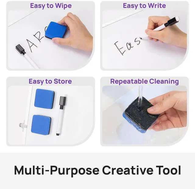 Alt view image 4 of 5 - 8 Pcs Colorful Magnetic Dry Erase Markers with Eraser, White Board Mini Dry Erase Markers with Eraser Cap, Fine Point Tip Student White Board Markers for Teachers Office School Supplies