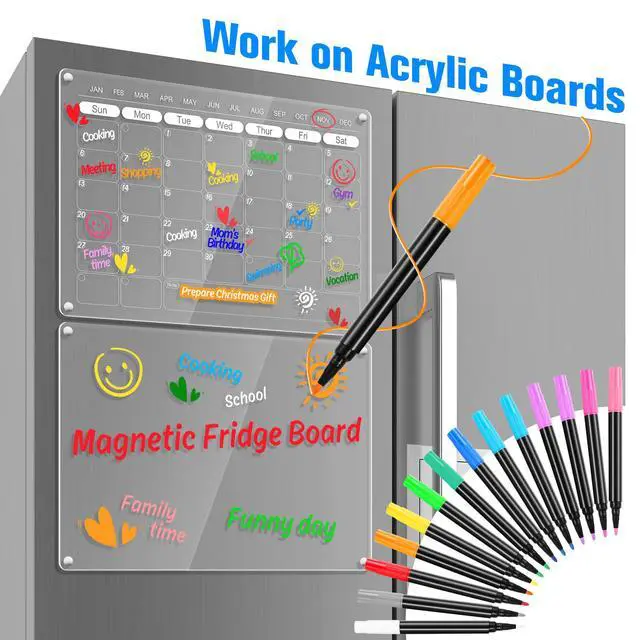 Alt view image 2 of 7 - Liquid Chalk Markers for LED Drawing Note Board Acrylic Calendar Planning Board Clear Glass Dry Erase Whiteboard Window Mirror Christmas Holidays Painting, 14 Pack, 12 Vibrant Colors, 1mm Fine Points