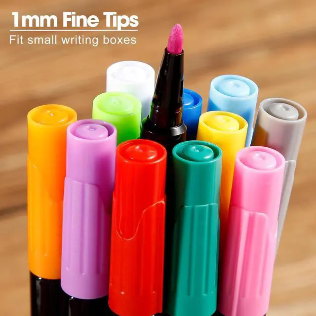 Alt view image 4 of 7 - Liquid Chalk Markers for LED Drawing Note Board Acrylic Calendar Planning Board Clear Glass Dry Erase Whiteboard Window Mirror Christmas Holidays Painting, 14 Pack, 12 Vibrant Colors, 1mm Fine Points