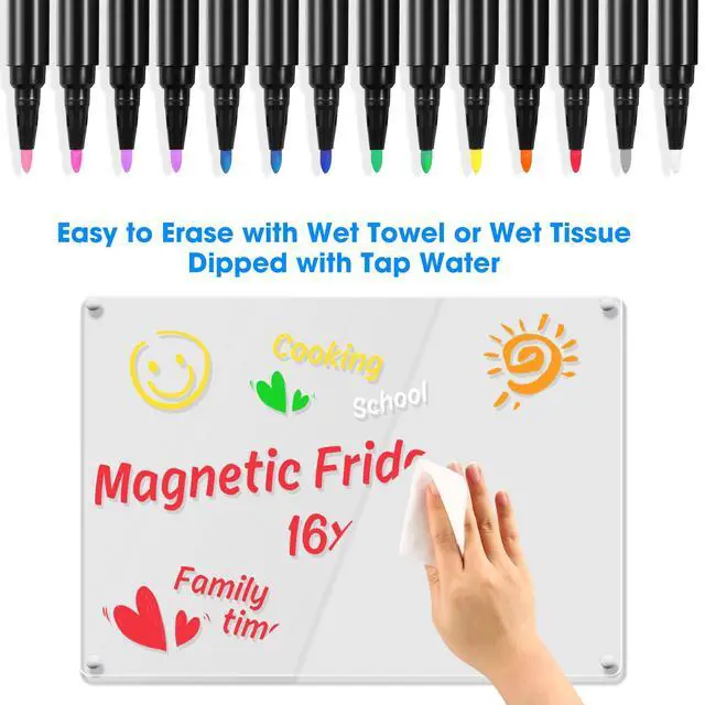 Alt view image 5 of 7 - Liquid Chalk Markers for LED Drawing Note Board Acrylic Calendar Planning Board Clear Glass Dry Erase Whiteboard Window Mirror Christmas Holidays Painting, 14 Pack, 12 Vibrant Colors, 1mm Fine Points