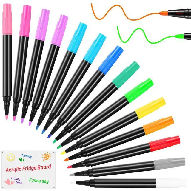 Alt view image 7 of 7 - Liquid Chalk Markers for LED Drawing Note Board Acrylic Calendar Planning Board Clear Glass Dry Erase Whiteboard Window Mirror Christmas Holidays Painting, 14 Pack, 12 Vibrant Colors, 1mm Fine Points