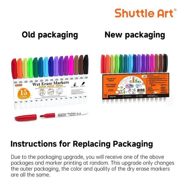Alt view image 2 of 7 - Wet Erase Markers, 15 Colors 1mm Fine Tip Smudge-Free Markers, Use on Laminated Calendars,Overhead Projectors,Schedules,Whiteboards,Transparencies,Glass,Wipe with Water