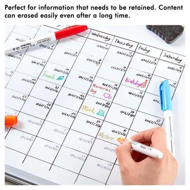 Alt view image 5 of 7 - Wet Erase Markers, 15 Colors 1mm Fine Tip Smudge-Free Markers, Use on Laminated Calendars,Overhead Projectors,Schedules,Whiteboards,Transparencies,Glass,Wipe with Water