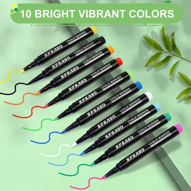 Alt view image 2 of 7 - Liquid Chalk Markers for Acrylic Fridge Calendar Planning Board, Clear Glass Dry Erase Board, Whiteboard, Window, Mirror, Easy Wet Erase,1mm Fine Points (10 COLORS)