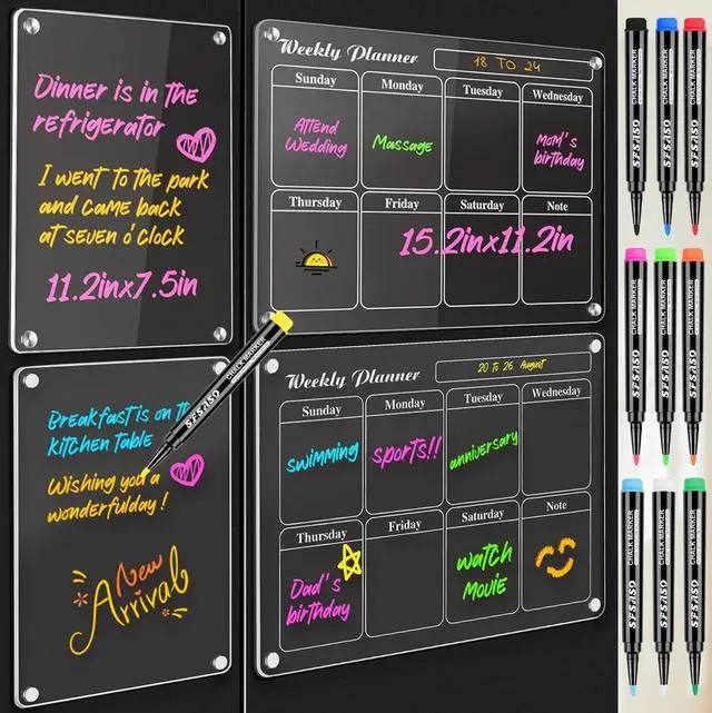 Alt view image 7 of 7 - Liquid Chalk Markers for Acrylic Fridge Calendar Planning Board, Clear Glass Dry Erase Board, Whiteboard, Window, Mirror, Easy Wet Erase,1mm Fine Points (10 COLORS)