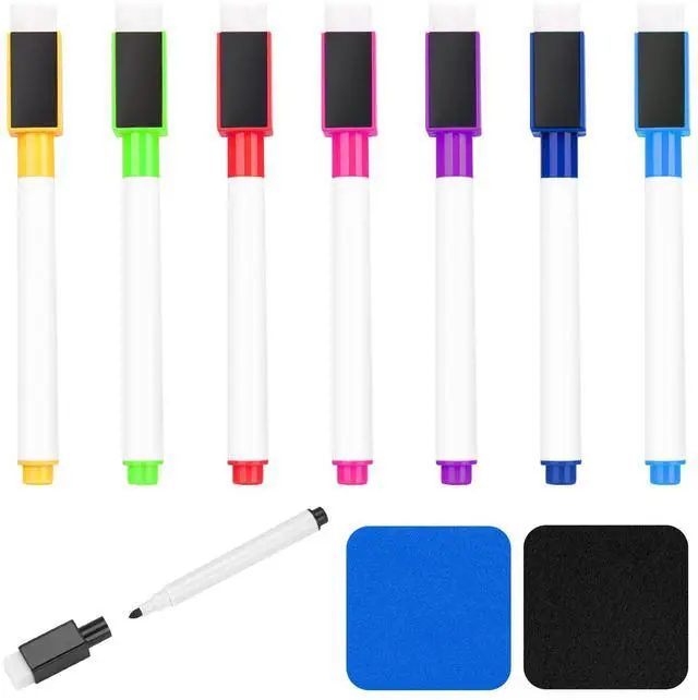 Main image of 8 Pcs Colorful Magnetic Dry Erase Markers with Eraser, White Board Mini Dry Erase Markers with Eraser Cap, Fine Point Tip Student White Board Markers for Teachers Office School Supplies