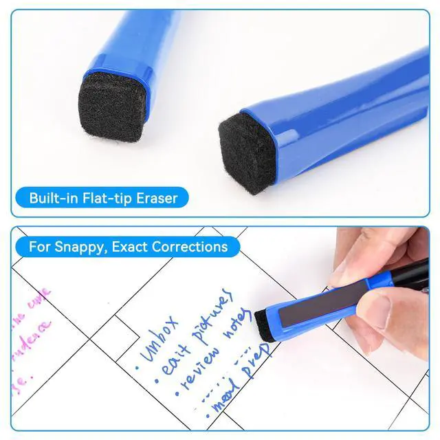 Alt view image 5 of 7 - Magnetic Dry Erase Markers Ultra Fine Tip, 0.7mm Extra Fine Point Thin Dry Erase Markers with Eraser for Planning Whiteboard, Calendar Boards, 6 Colors, Low Odor