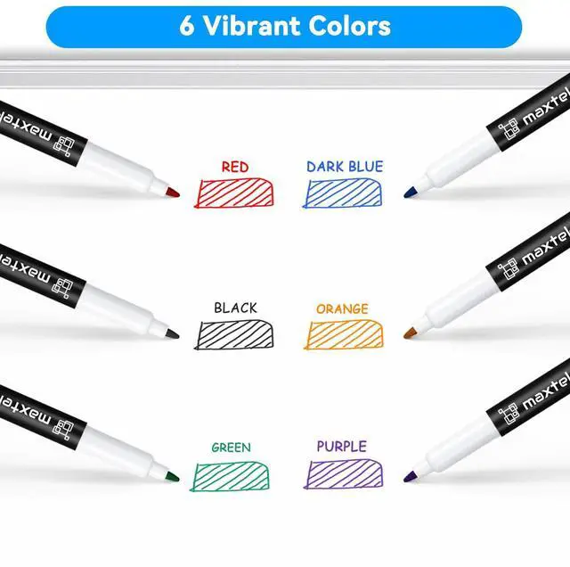 Alt view image 7 of 7 - Magnetic Dry Erase Markers Ultra Fine Tip, 0.7mm Extra Fine Point Thin Dry Erase Markers with Eraser for Planning Whiteboard, Calendar Boards, 6 Colors, Low Odor