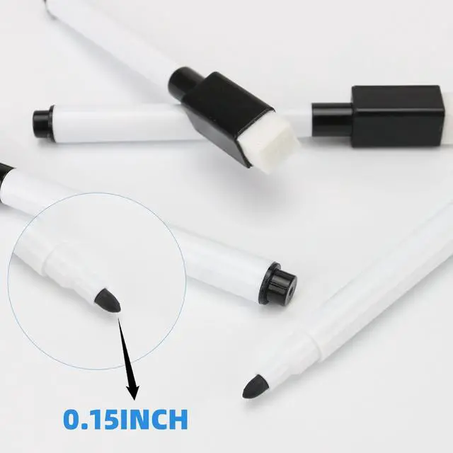 Alt view image 3 of 6 - 25 Pcs Black Magnetic Dry Erase Markers with Eraser Cap, White Board Mini Dry Erase Markers Bulk, Fine Point Tip Student White Board Markers for Teachers Office School Supplies