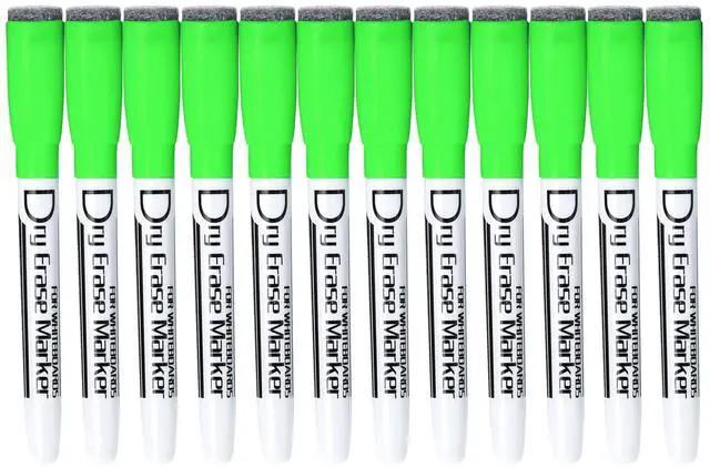 Main image of Magnetic Dry Erase Markers With Eraser Cap Whiteboard Markers Low Odor Fine Tip Whiteboard Pens,Thin Box of 12, Green