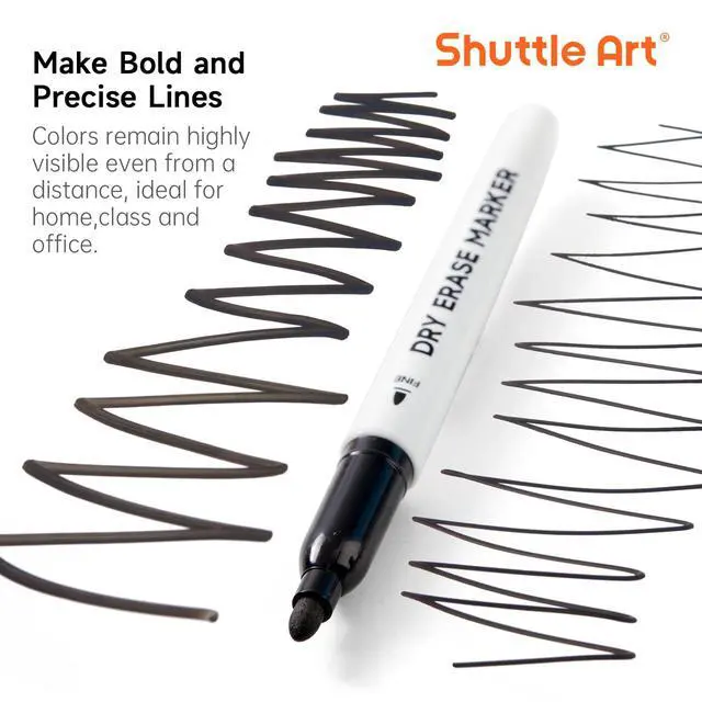 Alt view image 3 of 7 - Dry Erase Markers, 16 Pack Black Whiteboard Markers,Fine Tip Dry Erase Markers for Kids,Perfect for Writing on Whiteboards, Dry-Erase Boards,Mirrors,Calender,School Office Supplies