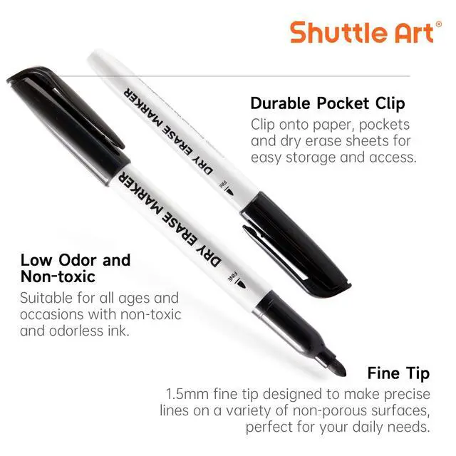 Alt view image 4 of 7 - Dry Erase Markers, 16 Pack Black Whiteboard Markers,Fine Tip Dry Erase Markers for Kids,Perfect for Writing on Whiteboards, Dry-Erase Boards,Mirrors,Calender,School Office Supplies