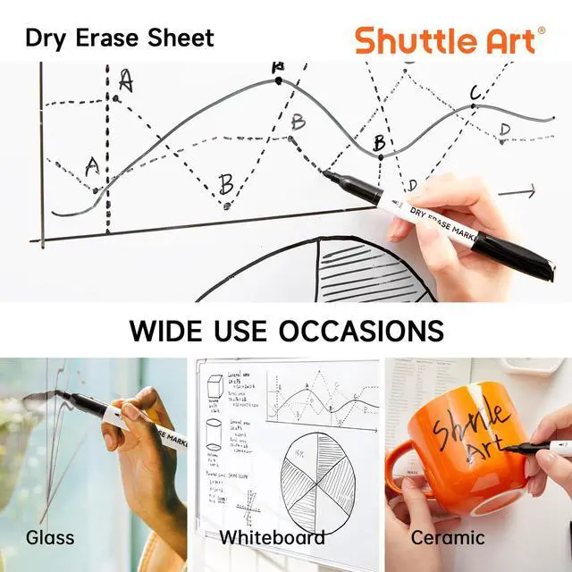 Alt view image 5 of 7 - Dry Erase Markers, 16 Pack Black Whiteboard Markers,Fine Tip Dry Erase Markers for Kids,Perfect for Writing on Whiteboards, Dry-Erase Boards,Mirrors,Calender,School Office Supplies