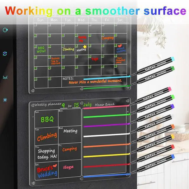Alt view image 3 of 7 - Liquid Chalk Markers for Acrylic Calendar Planning Board, Dry Erase Board Whiteboard, Glass, Mirror, 1mm Fine Points, Easy Wet Erase (10 Color)