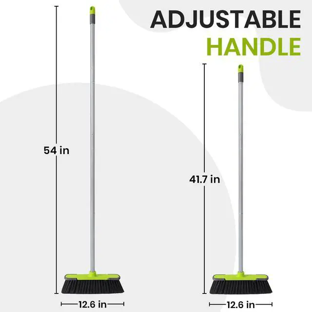 Alt view image 2 of 7 - Green Indoor Broom 54" Long Handle House Broom for Floor Cleaning Sweeping Broom for Kitchen, Garage, Lobby, Patio and Garden