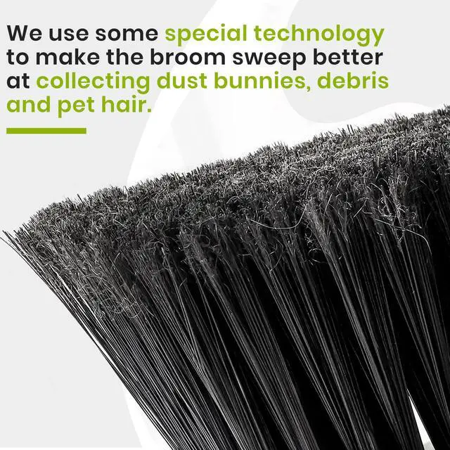 Alt view image 3 of 7 - Green Indoor Broom 54" Long Handle House Broom for Floor Cleaning Sweeping Broom for Kitchen, Garage, Lobby, Patio and Garden