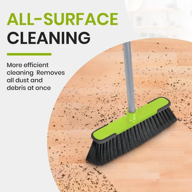 Alt view image 5 of 7 - Green Indoor Broom 54" Long Handle House Broom for Floor Cleaning Sweeping Broom for Kitchen, Garage, Lobby, Patio and Garden