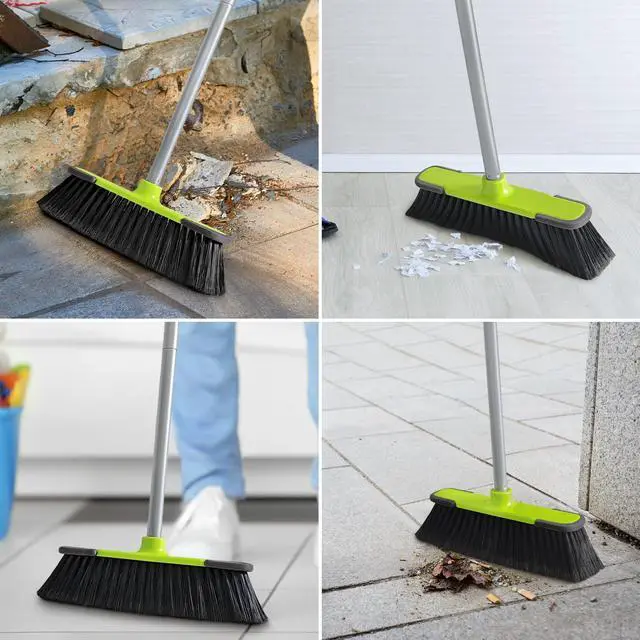 Alt view image 7 of 7 - Green Indoor Broom 54" Long Handle House Broom for Floor Cleaning Sweeping Broom for Kitchen, Garage, Lobby, Patio and Garden