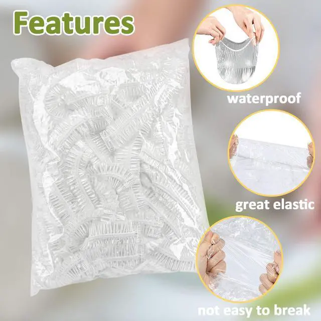 Alt view image 3 of 6 - 200 Bowl Covers for Bread Proofing - Medium Plastic Wrap Food Sourdough Baking Rising Elastic Reusable Plate Covers Outdoor Food Fresh Keeping Bags Shower Cap Hair Deep Conditioning