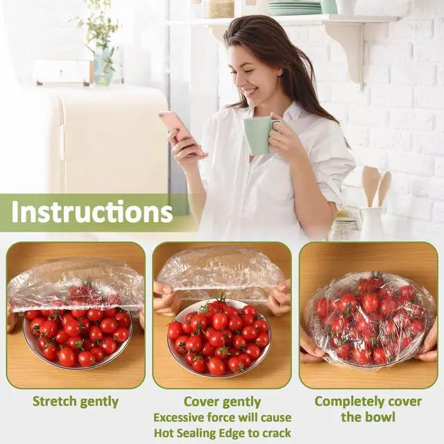 Alt view image 4 of 6 - 200 Bowl Covers for Bread Proofing - Medium Plastic Wrap Food Sourdough Baking Rising Elastic Reusable Plate Covers Outdoor Food Fresh Keeping Bags Shower Cap Hair Deep Conditioning