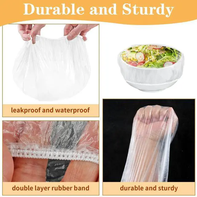 Alt view image 4 of 7 - 200 Pcs Bowl Covers for Bread Proofing, Plastic Shower Caps for Sourdough Bread, Food Covers Stretch Reusable Elastic, Keep Food Fresh and Dust Away
